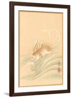 Rabbit Playing in Water-null-Framed Art Print