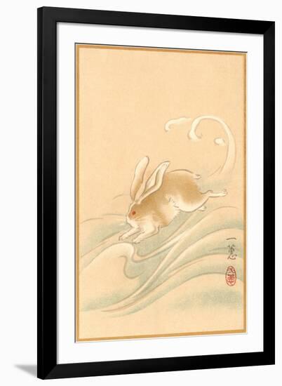 Rabbit Playing in Water-null-Framed Art Print