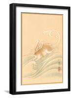 Rabbit Playing in Water-null-Framed Art Print