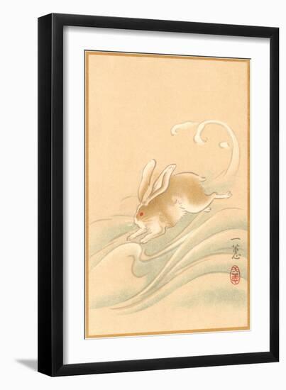 Rabbit Playing in Water-null-Framed Art Print