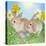 Rabbit with Easter Eggs and Daffodils-null-Stretched Canvas