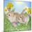 Rabbit with Easter Eggs and Daffodils-null-Mounted Photographic Print