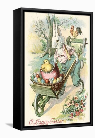 Rabbit with Wheelbarrow-null-Framed Stretched Canvas