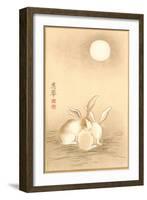 Rabbits and the Moon-null-Framed Art Print