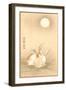 Rabbits and the Moon-null-Framed Art Print