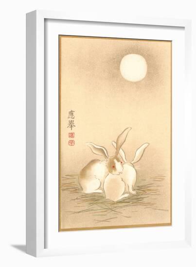 Rabbits and the Moon-null-Framed Art Print