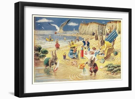 Rabbits at the Beach-null-Framed Art Print