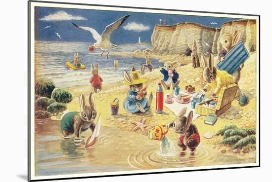 Rabbits at the Beach-null-Mounted Art Print