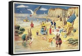 Rabbits at the Beach-null-Framed Stretched Canvas