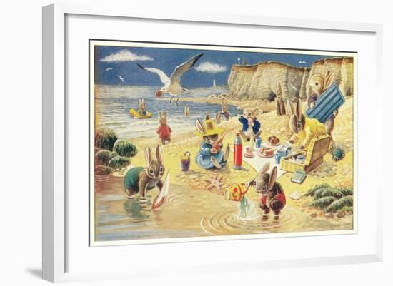 Rabbits at the Beach-null-Framed Art Print