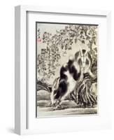 Rabbits Catching a Lizard-Kyosai Kawanabe-Framed Giclee Print