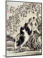 Rabbits Catching a Lizard-Kyosai Kawanabe-Mounted Giclee Print