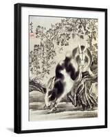 Rabbits Catching a Lizard-Kyosai Kawanabe-Framed Giclee Print