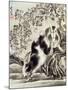 Rabbits Catching a Lizard-Kyosai Kawanabe-Mounted Giclee Print