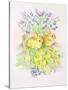 Rabbits in a Basket with Daffodils and Bluebells-Diane Matthes-Stretched Canvas