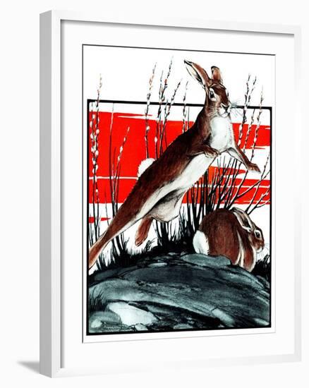 "Rabbits in Pussy Willows,"April 5, 1924-Paul Bransom-Framed Giclee Print