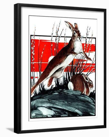 "Rabbits in Pussy Willows,"April 5, 1924-Paul Bransom-Framed Giclee Print