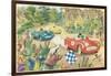 Rabbits in Race Cars-null-Framed Art Print