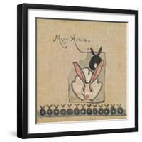 Rabbits - Miss Auras (Pencil & W/C on Paper)-Joseph Crawhall-Framed Giclee Print