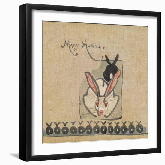 Rabbits - Miss Auras (Pencil & W/C on Paper)-Joseph Crawhall-Framed Giclee Print