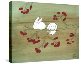Rabbits on Berry Tree-Kristiana Pärn-Stretched Canvas