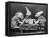 Rabbits Playing Cards-null-Framed Stretched Canvas