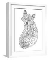 Raccoon. Black White Hand Drawn Doodle Animal. Ethnic Patterned Vector Illustration. African, India-Palomita-Framed Art Print