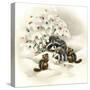 Raccoon, Chipmunks and Christmas Lights-Peggy Harris-Stretched Canvas