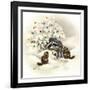 Raccoon, Chipmunks and Christmas Lights-Peggy Harris-Framed Giclee Print