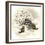 Raccoon, Chipmunks and Christmas Lights-Peggy Harris-Framed Giclee Print