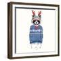 Raccoon Dressed up in Jacquard Pullover-Olga_Angelloz-Framed Art Print