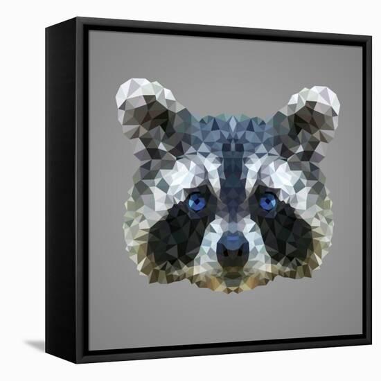 Raccoon Low Poly Portrait-kakmyc-Framed Stretched Canvas