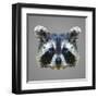 Raccoon Low Poly Portrait-kakmyc-Framed Art Print