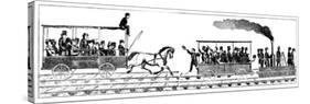 Race Between Peter Cooper's Locomotive 'Tom Thumb' and a Horse-Drawn Railway Carriage, 1829-null-Stretched Canvas