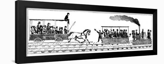 Race Between Peter Cooper's Locomotive 'Tom Thumb' and a Horse-Drawn Railway Carriage, 1829-null-Framed Giclee Print