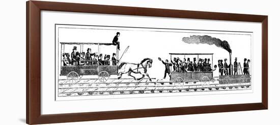 Race Between Peter Cooper's Locomotive 'Tom Thumb' and a Horse-Drawn Railway Carriage, 1829-null-Framed Giclee Print