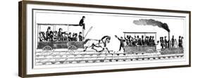 Race Between Peter Cooper's Locomotive 'Tom Thumb' and a Horse-Drawn Railway Carriage, 1829-null-Framed Premium Giclee Print
