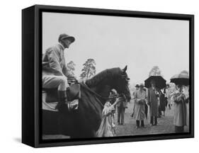 Race Horse Owner Marcel Boussac, at Chantilly Race Track with His Horse "Cordova"-null-Framed Stretched Canvas