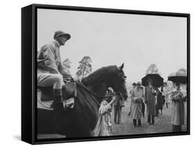 Race Horse Owner Marcel Boussac, at Chantilly Race Track with His Horse "Cordova"-null-Framed Stretched Canvas