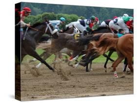 Race Horses in Action, Saratoga Springs, New York, USA-Lisa S^ Engelbrecht-Stretched Canvas