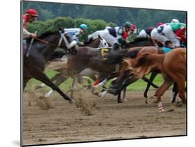 Race Horses in Action, Saratoga Springs, New York, USA-Lisa S^ Engelbrecht-Mounted Premium Photographic Print