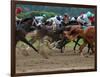 Race Horses in Action, Saratoga Springs, New York, USA-Lisa S^ Engelbrecht-Framed Premium Photographic Print