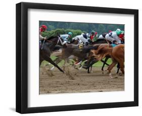 Race Horses in Action, Saratoga Springs, New York, USA-Lisa S^ Engelbrecht-Framed Photographic Print