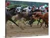 Race Horses in Action, Saratoga Springs, New York, USA-Lisa S^ Engelbrecht-Stretched Canvas