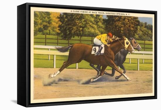 Race Horses, Saratoga Springs, New York-null-Framed Stretched Canvas
