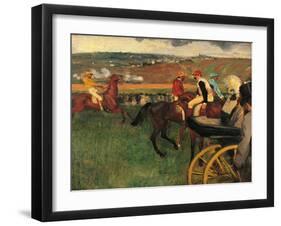 Racecourse, Amateur Jockeys Near a Carriage-Edgar Degas-Framed Art Print