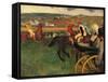 Racecourse, Amateur Jockeys Near a Carriage-Edgar Degas-Framed Stretched Canvas