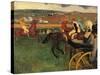 Racecourse, Amateur Jockeys Near a Carriage-Edgar Degas-Stretched Canvas