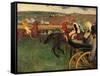 Racecourse, Amateur Jockeys Near a Carriage-Edgar Degas-Framed Stretched Canvas