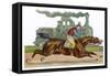 Racehorse Competes with a Steam Engine-null-Framed Stretched Canvas